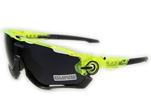 Queshark TR90 Sonnenbrille zum Radfahren, für Damen/Herren, polarisiert, 3 Brillengläser - 3