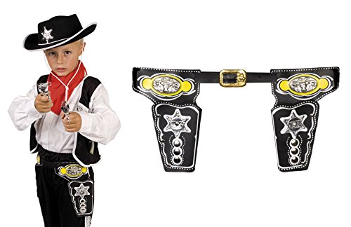 Preisvergleich Produktbild Halloweenia - Sheriff Holstergürtel, Kostümzubehör, Karneval, Fasching, Schwarz