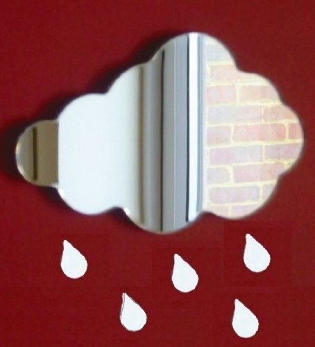 45cm x 35cm Wolke Spiegel & 5 Regentropfen