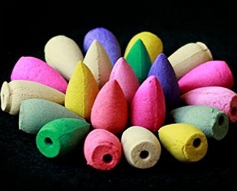 Räucherkegel gemischte Düfte / Farben (100 Stück) Natürlicher Duft Räucherkegel, Duft: Rose, Jasmin, Lavendel, Sakura