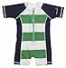 Snapper Rock UV-Protective Baby Boy's Short-Sleeve Swimwear/Sunsuit Kelly Green/Navy Blue/White 6-12 Months