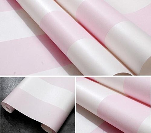 LXPAGTZ Moderne und einfache vertikale Streifen Tapete rosa Prinzessin Zimmer Schlafzimmer Kinderzimmer warme Mädchen lange 9,5m * breite 0,53m Vlies Tapete (5 m ²), hellrosa - 3