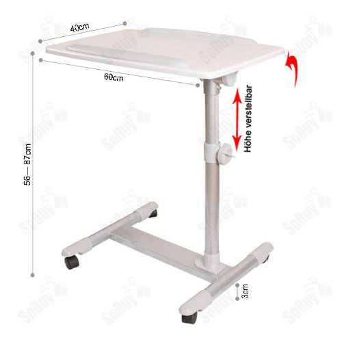 SoBuy® Beistelltisch,Pflegetisch, Betttisch, Laptoptisch, Tisch, FBT07N2-W - 2