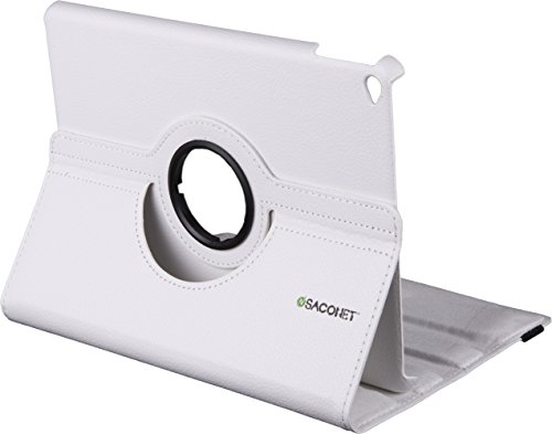 WEIß iPad AIR 2 ( 6 ) 360 Grad rotierende Ledertasche Smart Case Hülle für das neue Apple iPad AIR 2 ( 6 ) mit Retina Display voll kompatibel mit der Sleep-Funktion + Displayschutzfolie + kapazitiver Stift - 2