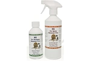 NATURAL ENZYMES KG Wash & Go No Rinse Pet Shampoo 250 ml & Spray 500ml. Rids & Protects from Mange, Fleas, Ticks, Mites & Itchy Skin Problems, Promotes Hair Re-Growth. SLS, Paraben, Pesticide & Chemical Free