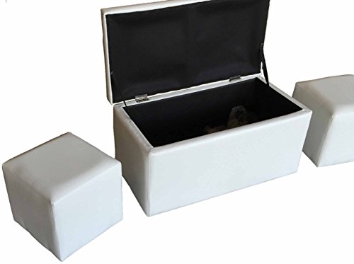 Hoga Chesterfield Sitzhocker Sitzwürfel Aufbewahrungsbox Truhe HF128 (Weiss)