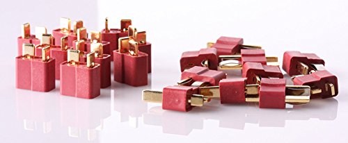 Demarkt 5 Paar Gold T-Stecker mit vergoldeten Stecker Deans Style männlich und weiblich für RC LiPo Akku Hubschrauber Flugzeug rot