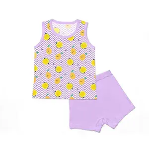 SuperBottoms - Organic Cotton Comfort Wear (Top/Vest and Shorts Set/Combo) for Babies/todders/Kids (Lemon Life, 1-2 Year)