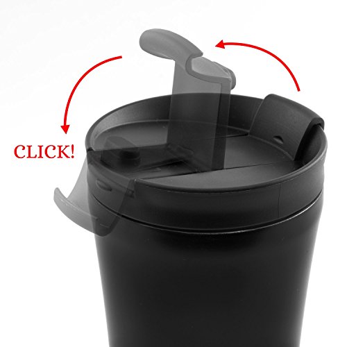 Kaffeebecher to go, Auslaufsicher Thermobecher 450 ml, Matt Schwarz/Weiß – 100% Lebenslange GARANTIE - 4