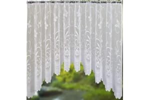 HOME-EXPRESSIONS BUTTERFLY/FLORAL JARDINIERE WHITE NET CURTAIN 150 X 54 INCHES (381 CMS X 137 CMS) APPROX.