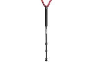 Zeadio Monopod Stick Rest with High Density Foam Handle, Twistable Locking Leg and a V-Yoke No Scratch Pad Head for Outdoor Activities Long