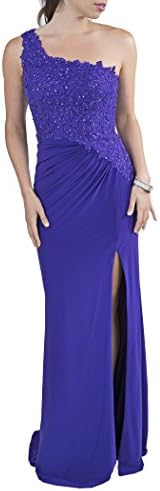 One Shoulder Thigh Split Long Purple Evening Dress