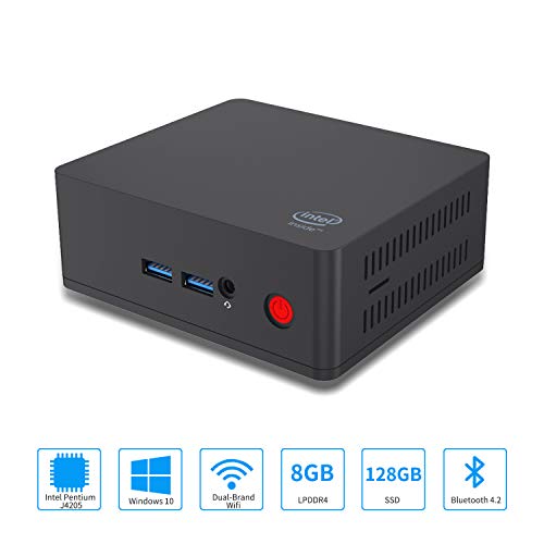 KMCBOX Mini PC AP45 Processeur Intel Pentium J4205 (jusqu'à 2,3 GHz) Ordinateur de Bureau Windows 10 (64 Bits), eMMC 8 Go DDR3 / 128 Go, Wi-FI 2,4G 5G Double, Gigabit Ethernet, BT 4,2K HD