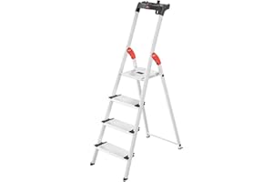 Hailo XXL Easyclix - Escalera de tijera (aluminio, 4 peldaños)