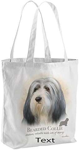 Unisex Personalised Beared Collie Tote Shopping Bag
