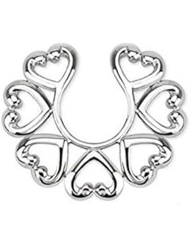 Coolbodyart Unisex Fake Brustwarzenpiercing „Vintage-Herzen“, groß