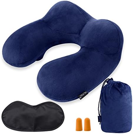 MLVOC Travel Pillow, Inflatable Neck Pillow for Airplane Travel Sleeping Compact Lightweight Neck Support Cushion