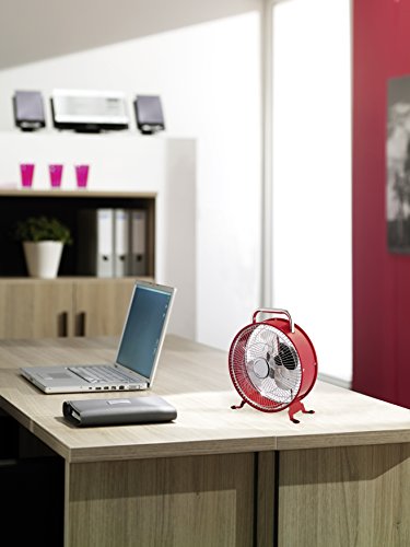 Reality Leuchten Tischventilator im Retro Design, Metall lackiert, 2-Geschwindigkeitsstufen, maximum 20 W, Durchmesser 26 cm, rot, R022-10 - 2