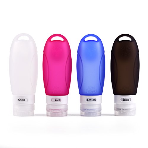 Travel Hardwear Silikon Reise Flaschen Set & Kulturbeutel – Farbige Fläschchen mit Saugnapf und Flugzeug Kulturtasche für Handgepäck Kosmetiktasche Reiseflaschen für Shampoo Creme Spülung Körperpflege - 2
