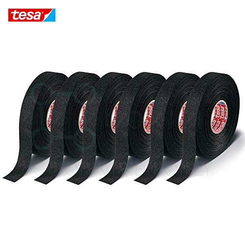 Boxiti 6 pcs pack of Fuzzy Fleece Interior Wire Loom Harness Tape - PET Fleece Tape For Flexibility And Noise Damping In Black (19mm x 15m) - compatible with Mercedes BMW AUDI VW Tesa 51608