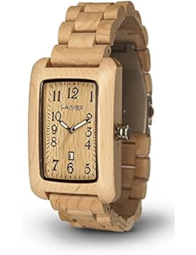 LAiMER Holzuhr 0025 - Damen Armbanduhr aus 100% Ahornholz für einzigartigen Tragekomfort und Lifestyle