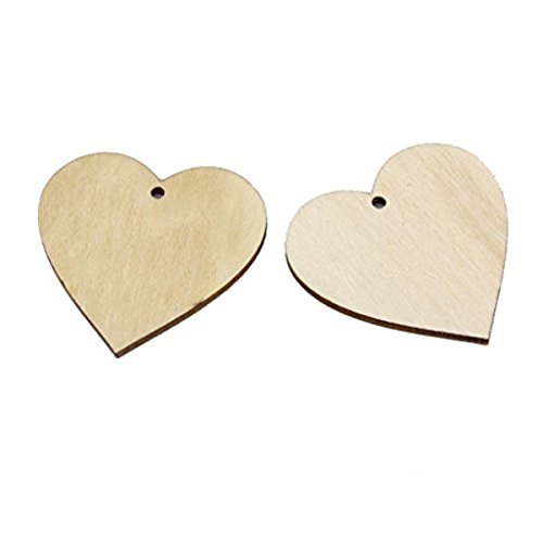 ROSENICE 25 Stück Deko Herzen Holz Hochzeit Dekoration Geschenkanhänger 40mm - 6