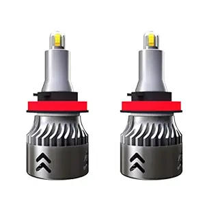 WAKAUTO 2 PIECES H8/H9/H11 LED Headlight Car Bulbs 60W 9-36V 9600LM 8 Sides LED High Beam Low Beam Integrated Fog Light (Silver)