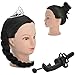 LuckyFine 18 inch Black Long Synthetic Hair Hairdressing Cutting Practice Training Mannequin Head with Adjustable Holder