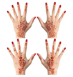 Apcute Mehendi Design Stecnils for hand Set of - 4 Piece | Mehndi Design for hands | Henna Tattoo Stencils for Women and Girls |Design No - APCUTE-S-H9-10