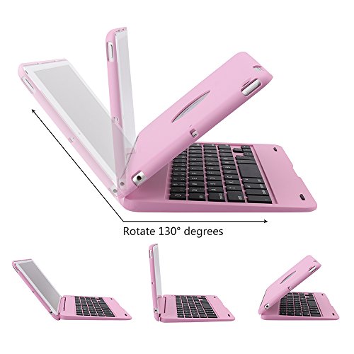 KVAGO iPad Mini 1 2 3 Tastatur mit Hülle Bluetooth Wireless Englisch QWERTY Tastatur für iPad Mini 1 2 3—Pink - 6