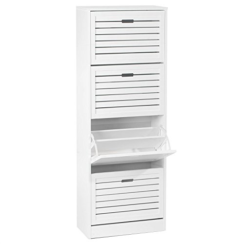 Schuhkipper Schuhschrank ADRIA, in weiß, 4 Klappen mit Schuhfach in Doppelreihe - 3