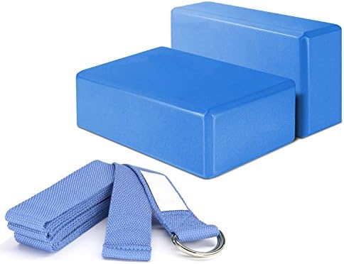 LOKEP Yoga Strap and Yoga Block Set (2 Pack) - High Density EVA Foam Yoga Block to Support and Deepen Poses, Lightweight, Odor-Resistant and Moisture-Proof