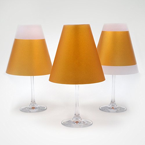 POETRY LIGHT · Goldene Lampenschirme für Weingläser mit Teelicht · aus Transparentpapier zum Zusammenstecken · Deko Lampenschirme im Handsiebdruck erstellt - 2