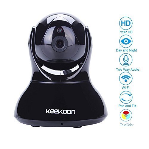 AGPtek@ KeeKoon 720P HD H.264 P2P Wireless IP Camera Wifi Baby Monitor IR Network Cam, Motion Detection, Email Alarm, Two-way Audio, 30ft Night Vision, Plug and Play(Black)