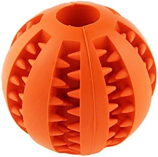 PET SPPTIES Dog Toy Ball Dog Food Treat Feeder Tooth Cleaning Ball Pet Chew Tooth Cleaning Ball Pets Exercise Game Ball IQ Training ball PS003 (Orange)