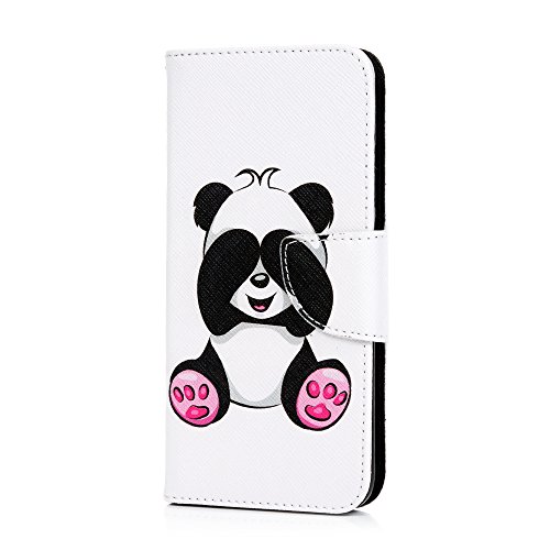 TophungHuawei P20 Lite Case, PU Leather Flip Notebook Wallet Case with Magnetic Stand Card Holder ID Slot Folio TPU Bumper Protective Skin Case Cover for Huawei P20 Lite - Panda