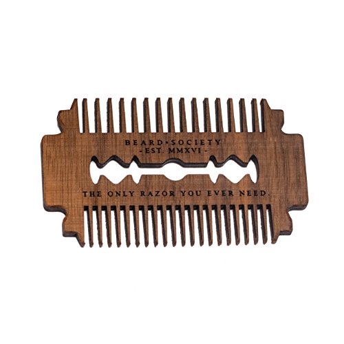 Bartkamm für Unterwegs, Modell Beard Society Razor aus Echtholz, Nussholz, sehr stabil, elegant, edel, Herrenbart, Schnurrbart, Taschenkamm“ - 2