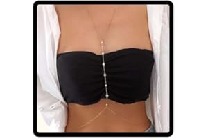 Carufin Party Perla Catena Del Petto Oro Reggiseno Bikini Catena Del Corpo Catena Di Estate Spiaggia Nightclub Gioielli Regolabili per Le Donne e Ragazze