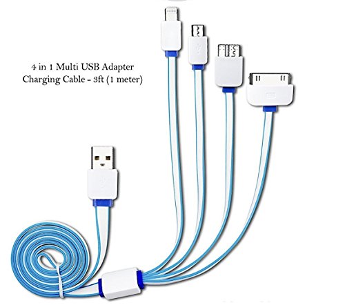 2X Multi Ladekabel,4 in 1 USB Kabel . Multi Mehrfach Adapter Kabel mit 8 Pin Lighting / 30 Pin / Micro USB 2.0 / Mini USB Ports - 4