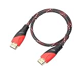 - - Genenic, Hochgeschwindigkeits-HDMI-Kabel, 0,5 - 5 m, Stecker auf Stecker, V1.4, 1080p, AV 3D, für PS3, Xbox HDTV 0.5m red&white rot