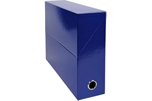 Exacompta - Réf. 89922E - 1 Boîte transfert Iderama en papier teinté dans la masse - Dos 90 mm - Œillet en métal - Pour format A4 - Dimensions 25,5 x 34 x 9 cm - Couleur bleu foncé - Livrée montée