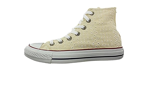 converse blanche broderie