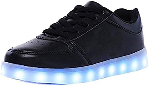 YUHUAWYH Men And Women 7 Color LED Charging Casual Shoes LED Shoes Walking Shoes (43, Black)