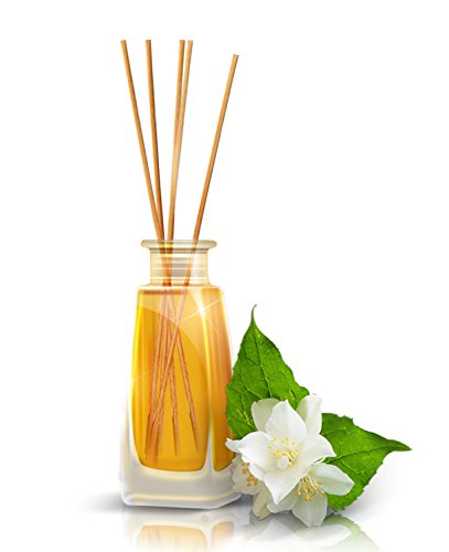 Raumduft Reed Diffuser JASMINE / JASMIN 100ml, mit stäbchen, mit naturreinem ätherischen jasmin Öl, intensiv und langanhaltend natürliche Raumdüfte, 0% Alkohol, Raumduft-Set zum Aromatisieren der Innenraumluft fur Raum, Küche, Baden, Zuhausem, Büro, Boutique, SPA, Fitnessclub, Restaurant, Aromatherapie, best fur natural aroma Lufterfrischer und Raumerfrischer, Glas, von AROMATIKA (100ml) - 3