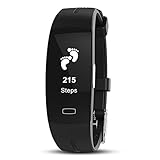 HQCC Wasserdichte Gesundheits-Tracker-Sportuhr, Herzfrequenz-Schlafmonitor, intelligentes Armband zum Schwimmen, Kalorienzähler für Kinder und Männer (Farbe : SCHWARZ)