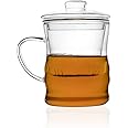 EZ Life Borosilicate Glass Elegant Tea Infuser with Strainer Lid, Tea Kettle, Teapot Kettle Coffee Pot Tea Kettle Cold Water Kettle - Great Gift idea - Induction Safe - Transparent - 350 ml, 1 Piece