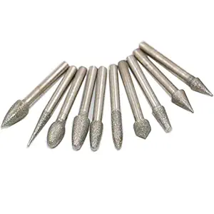 THERMO Set of 20 Tapered Head Diamond Mounted Point Grinding Bits Polishing Tools Abrasives for Die Grinder,Hanging Mill,Electric Drill Can be used for carving, grinding & etching on variety materials