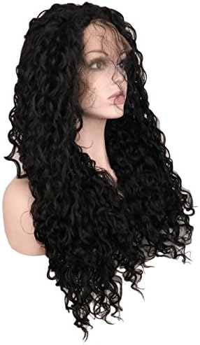 WIAGHUAS Long Kinky Curly Synthetic Lace Front Wig For Women 70 Cm Artificial Hair Black Wigs With Baby Hair 26Inches