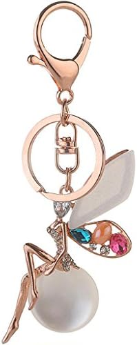 Wgwioo Crystal Keyring Angel Pearl Rhinestone Phone Strap Bag Ornaments?Pack Of 2? Picture Color