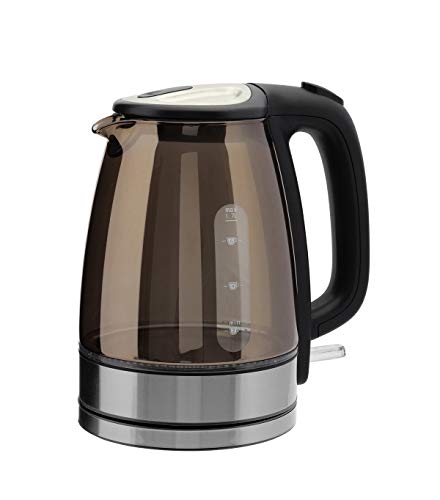 Sensio Home Electric Cordless Copper Glass Kettle 1.7L - Quiet Fast Boil with 3kW Rapid Boil Element - White Illuminated LED Jug with Swivel Base and Flip Top Lid - Removable